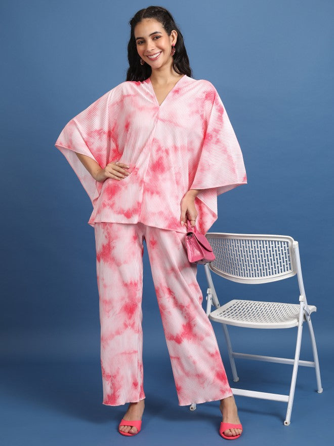 Vishudh Women Pink Top With Trousers Co-Ords - Pink - Image 1