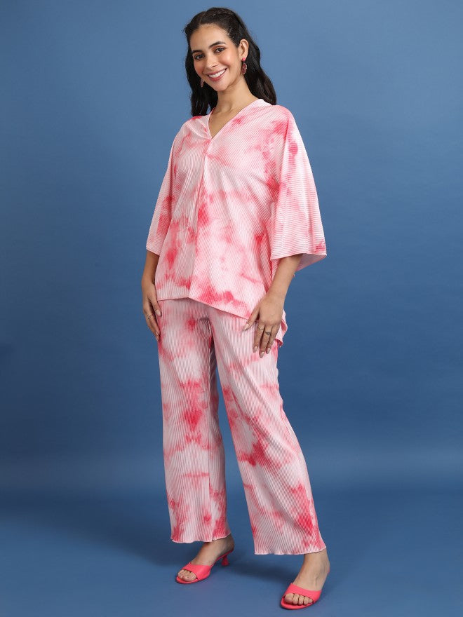 Vishudh Women Pink Top With Trousers Co-Ords - Pink - Image 2