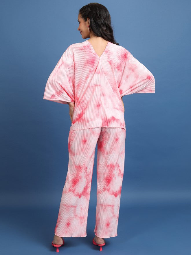 Vishudh Women Pink Top With Trousers Co-Ords - Pink - Image 3