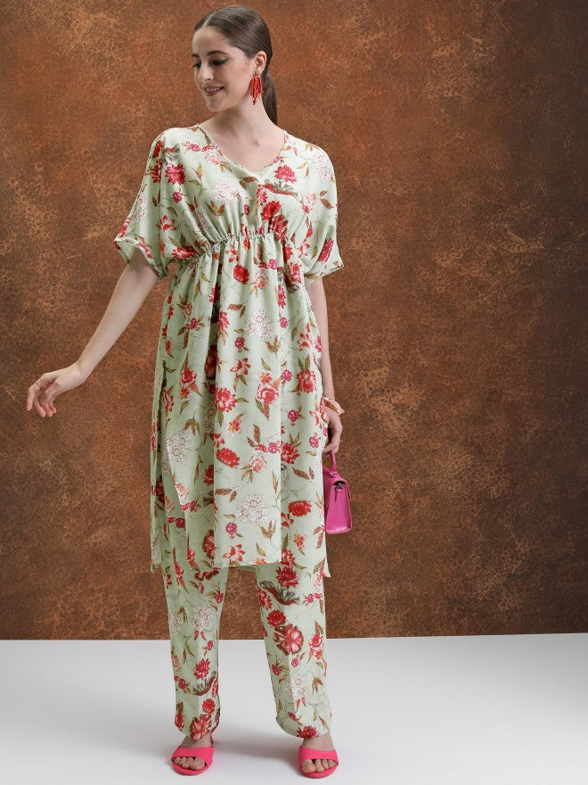 Women Top With Trouser Co-Ords - Green - Image 1