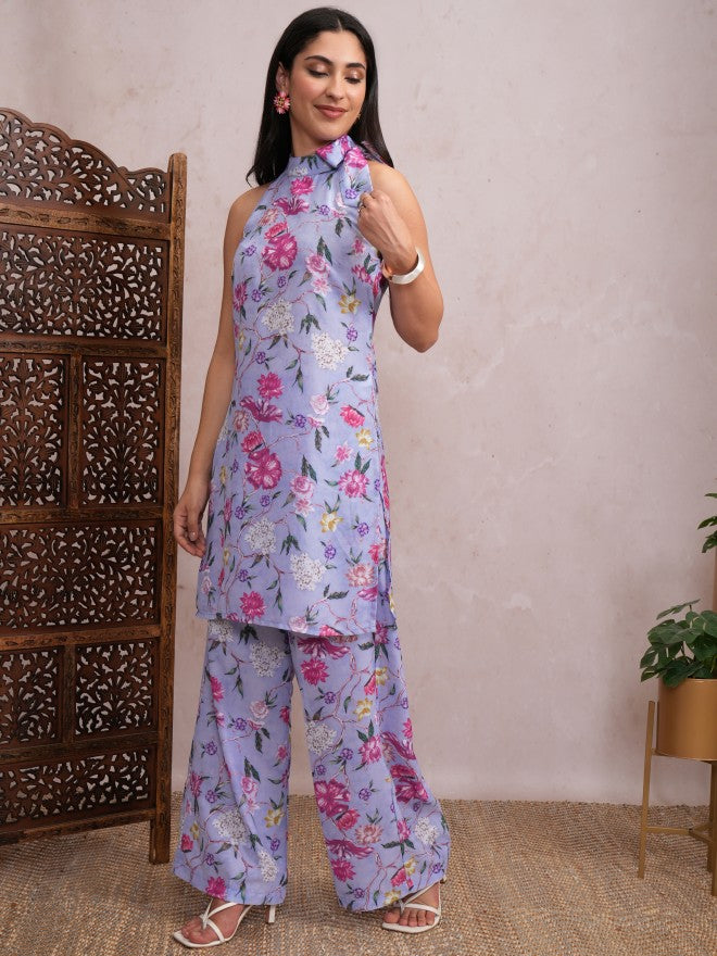 Vishudh Women Lavender Top With Trouser - Lavender - Image 2