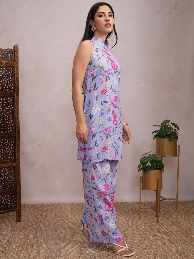 Vishudh Women Lavender Top With Trouser - Lavender - Image 4
