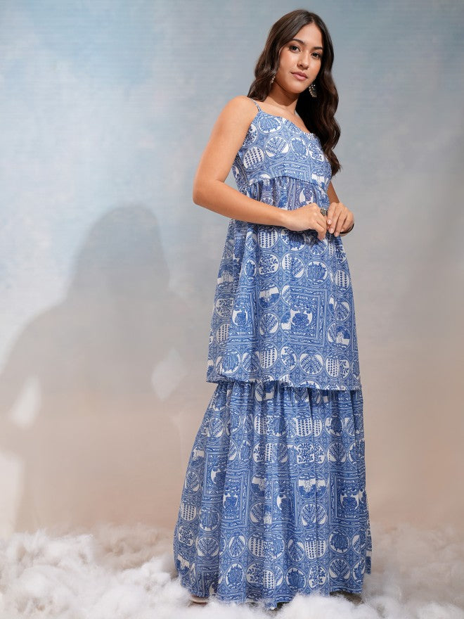 Vishudh Women Off White Tunic With Palazzos Co-Ords - Off White - Image 4