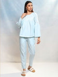 Vishudh Women Blue Top With Trousers Co-Ords - Blue - Image 1