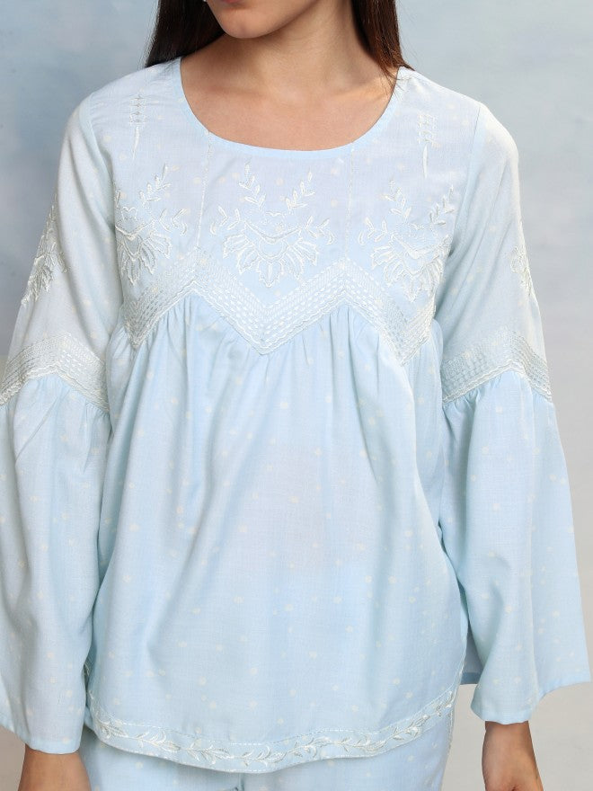 Vishudh Women Blue Top With Trousers Co-Ords - Blue - Image 5