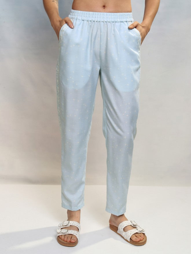 Vishudh Women Blue Top With Trousers Co-Ords - Blue - Image 7
