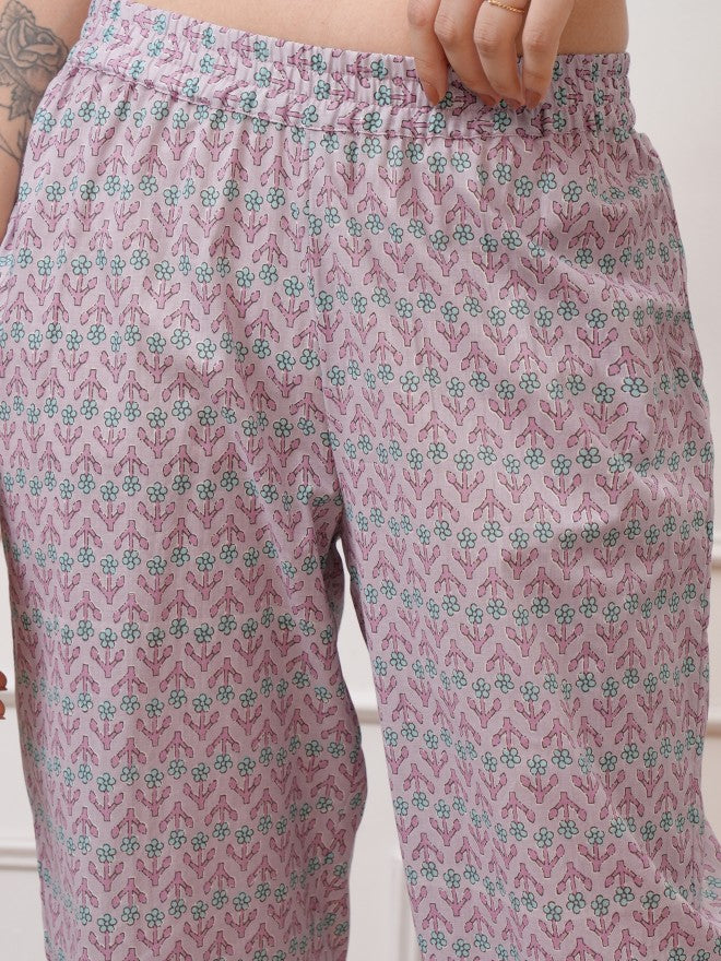 Vishudh Women Lavender Tunic With Trouser - Lavender - Image 6