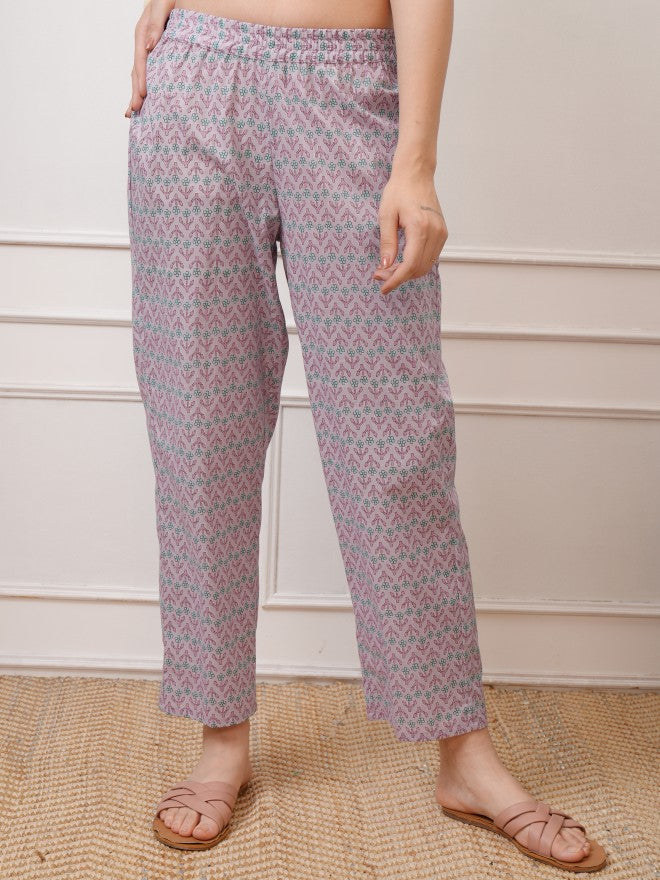 Vishudh Women Lavender Tunic With Trouser - Lavender - Image 7