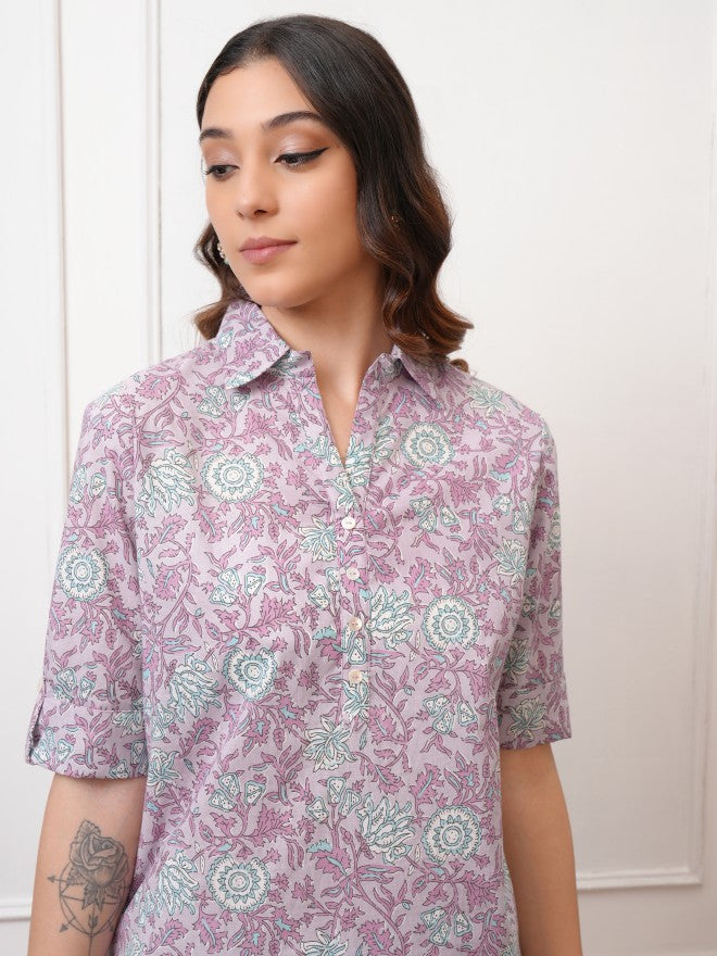 Vishudh Women Lavender Tunic With Trouser - Lavender - Image 8