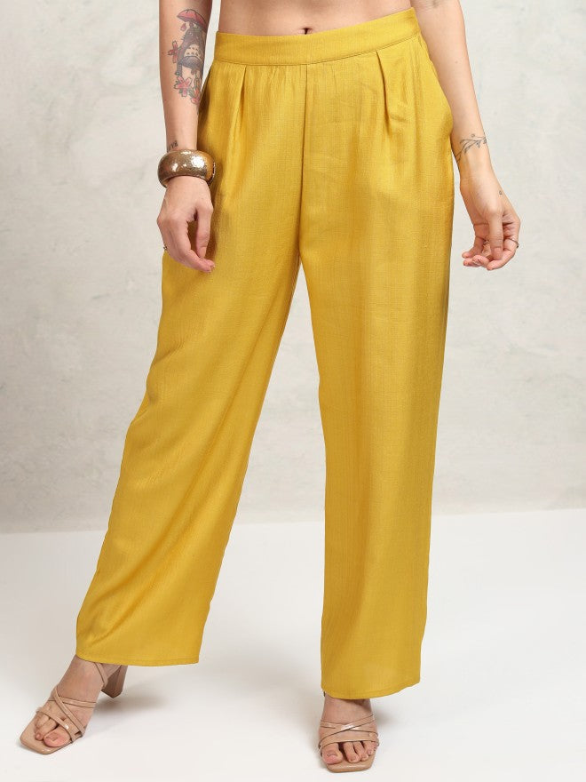 Tokyo Talkies Women Mustard Shirt With Trousers Co-Ords - Mustard - Image 7