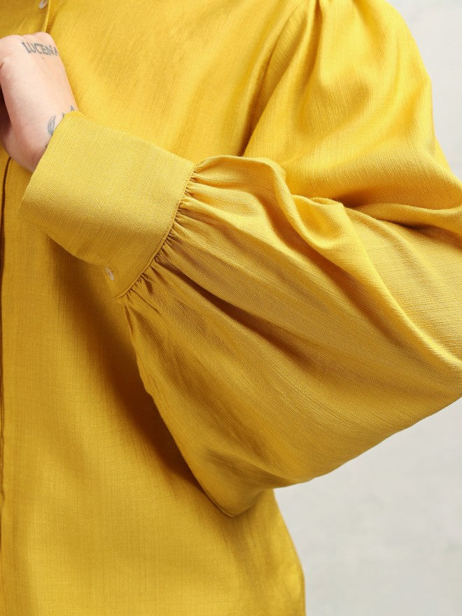 Tokyo Talkies Women Mustard Shirt With Trousers Co-Ords - Mustard - Image 9