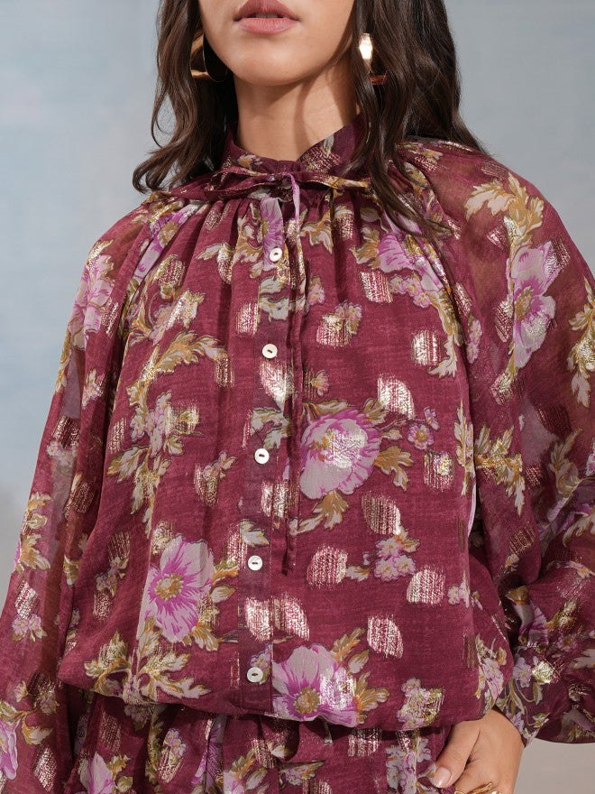 Vishudh Women Maroon Top With Trouser - Maroon - Image 5