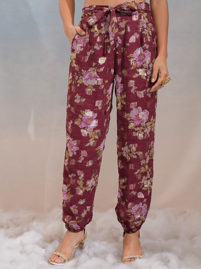 Vishudh Women Maroon Top With Trouser - Maroon - Image 6