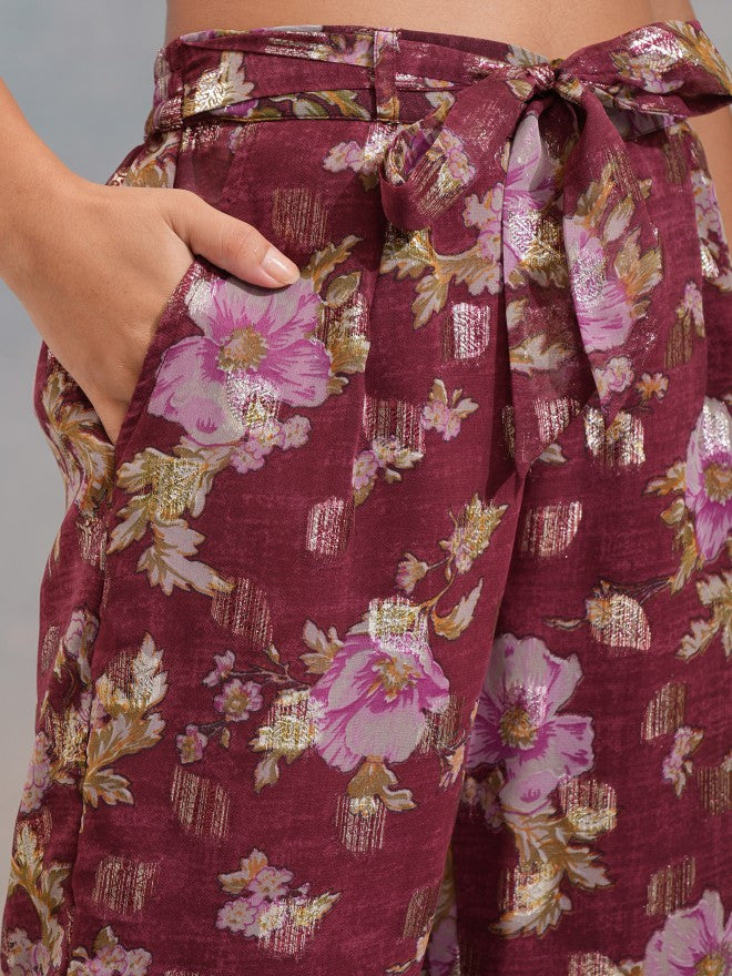 Vishudh Women Maroon Top With Trouser - Maroon - Image 7