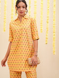 Vishudh Women Mustard Tunic With Trousers Co-Ords - Mustard - Image 1