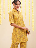 Vishudh Women Yellow Tunic With Trousers Co-Ords - Yellow - Image 1