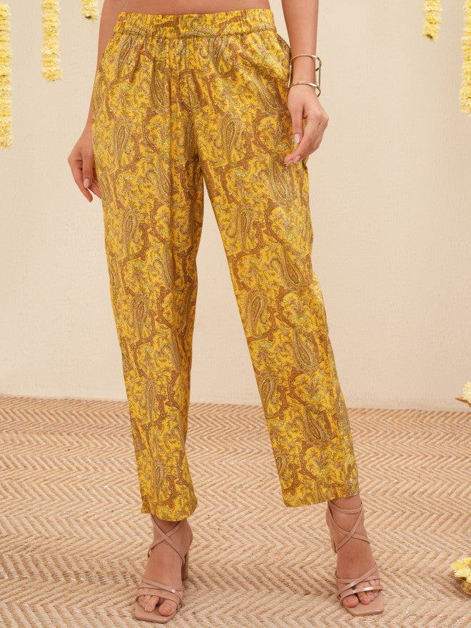 Vishudh Women Yellow Tunic With Trousers Co-Ords - Yellow - Image 7