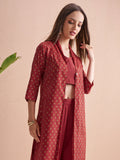 Vishudh Women Red Top With Palazzos - Red - Image 1