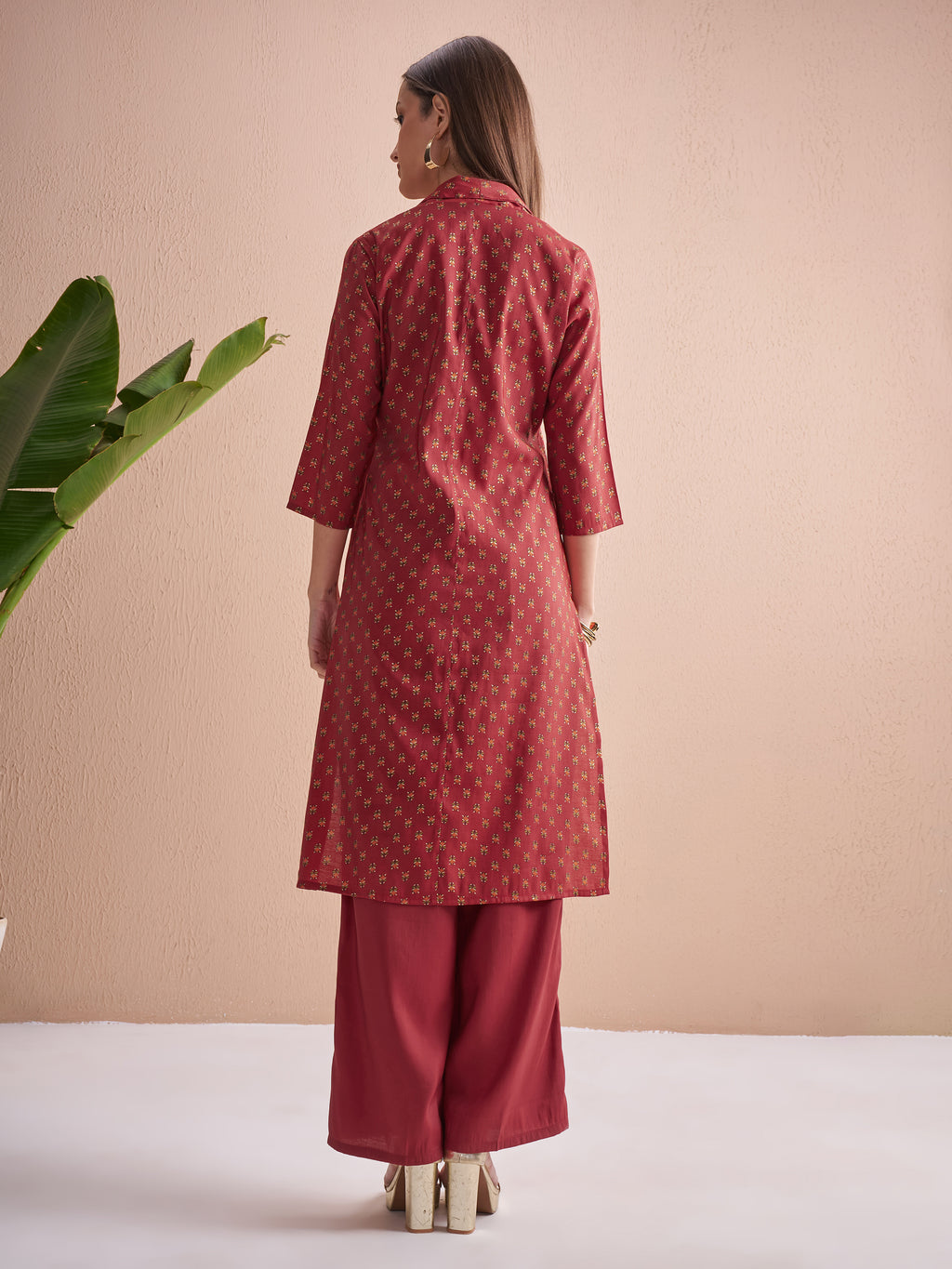 Vishudh Women Red Top With Palazzos - Red - Image 3