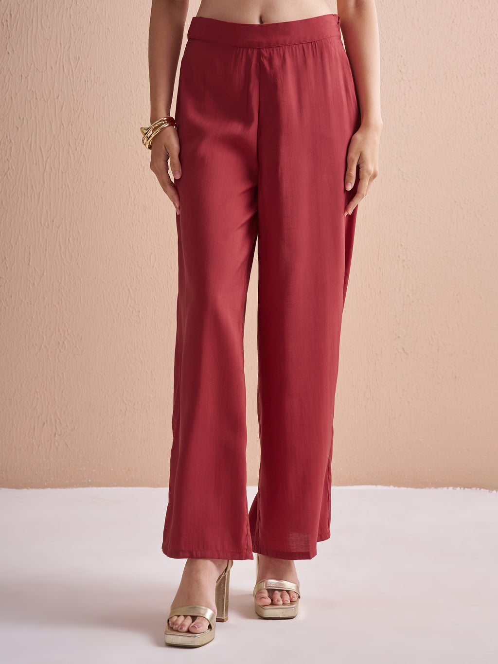 Vishudh Women Red Top With Palazzos - Red - Image 7