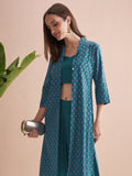 Vishudh Women Blue Top With Palazzos - Blue - Image 1