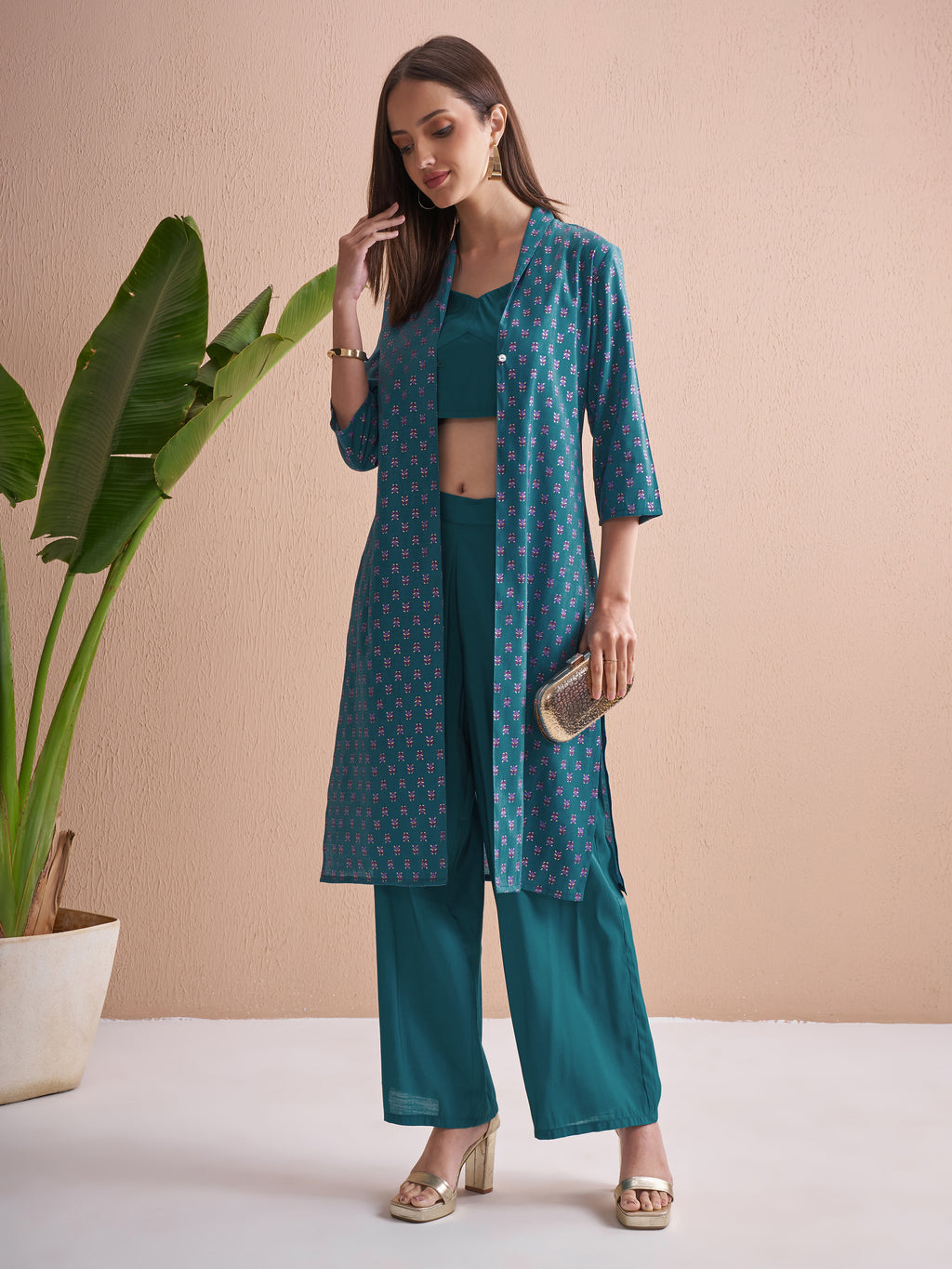 Vishudh Women Blue Top With Palazzos - Blue - Image 2