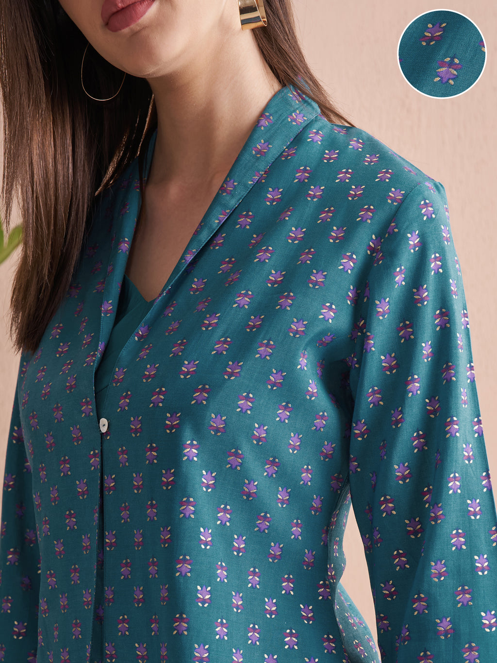 Vishudh Women Blue Top With Palazzos - Blue - Image 5