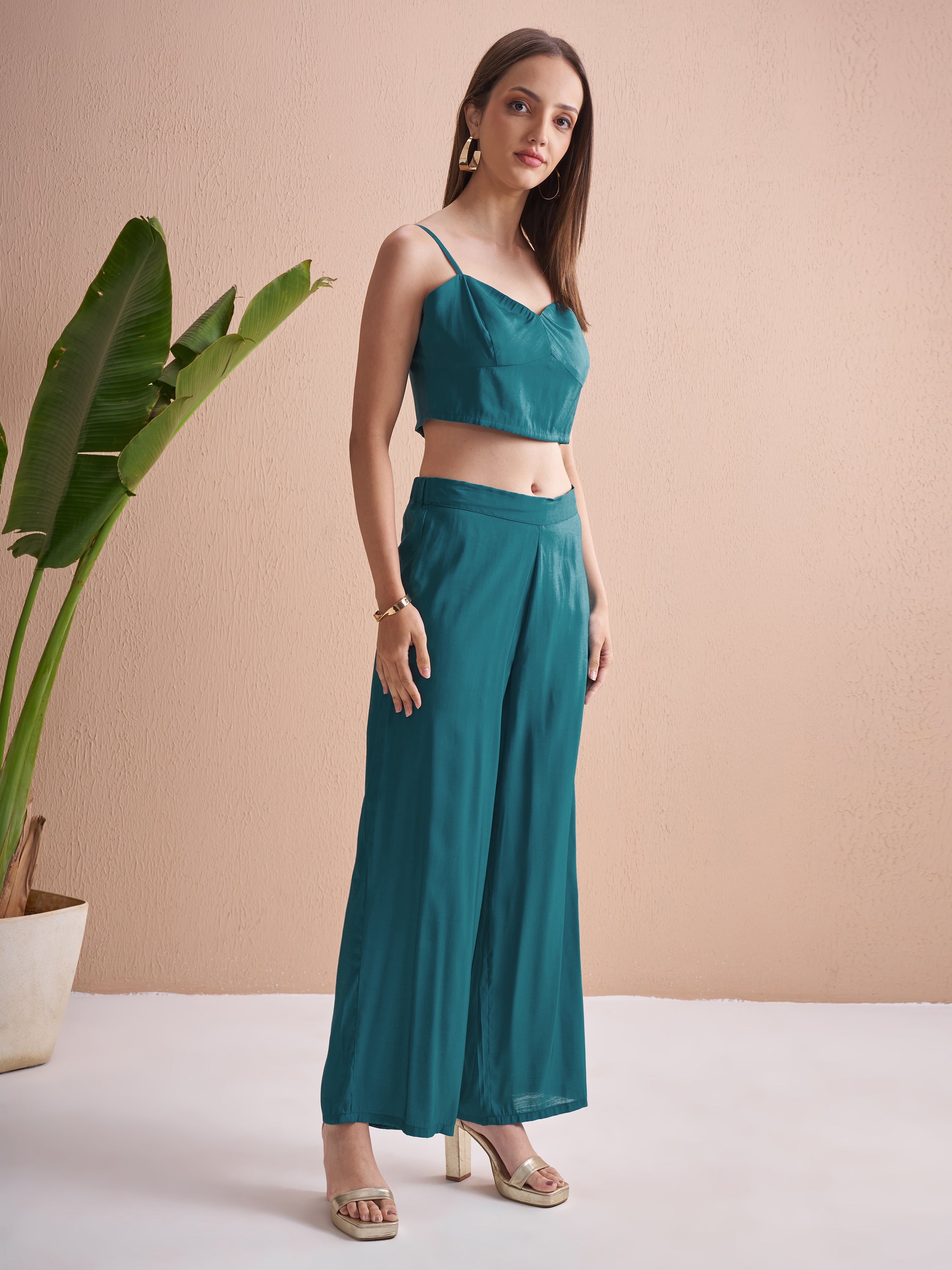 Vishudh Women Blue Top With Palazzos - Blue - Image 6