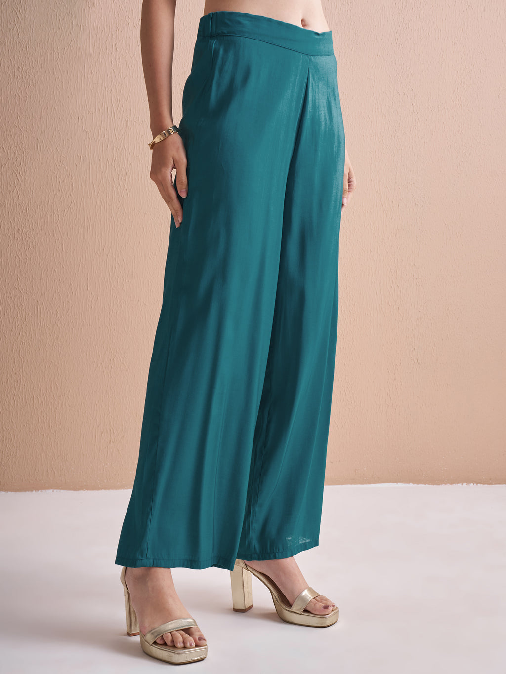 Vishudh Women Blue Top With Palazzos - Blue - Image 7