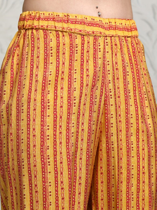 Vishudh Women Mustard Tunic With Trouser - Mustard - Image 7