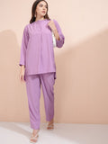 Vishudh Women Mauve Top With Trousers Co-Ords - Mauve - Image 1
