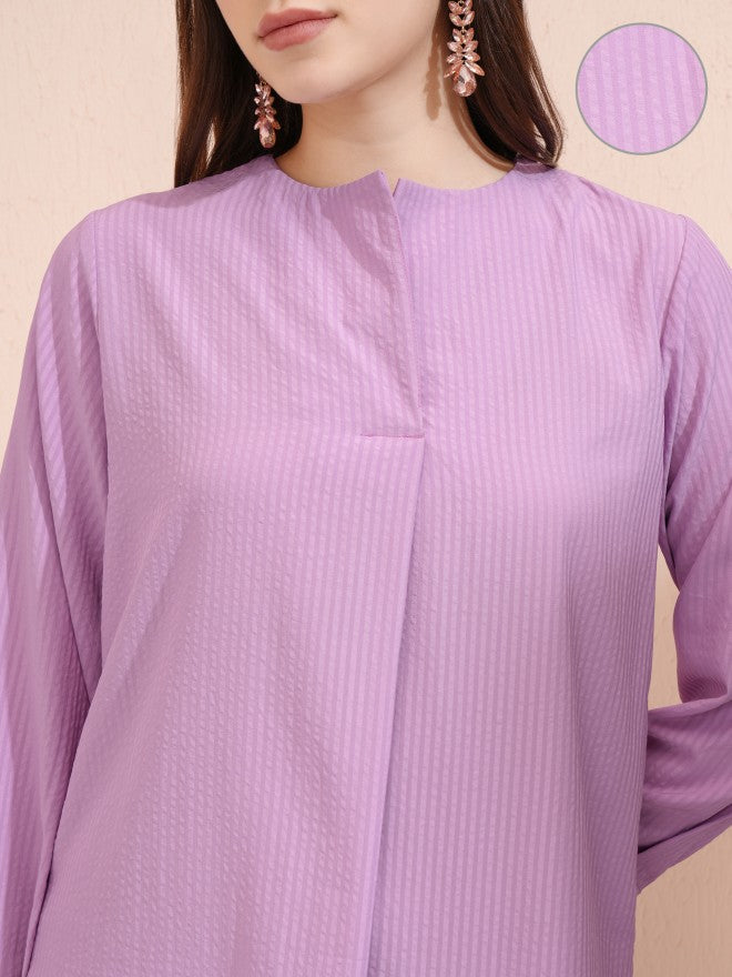 Vishudh Women Mauve Top With Trousers Co-Ords - Mauve - Image 5