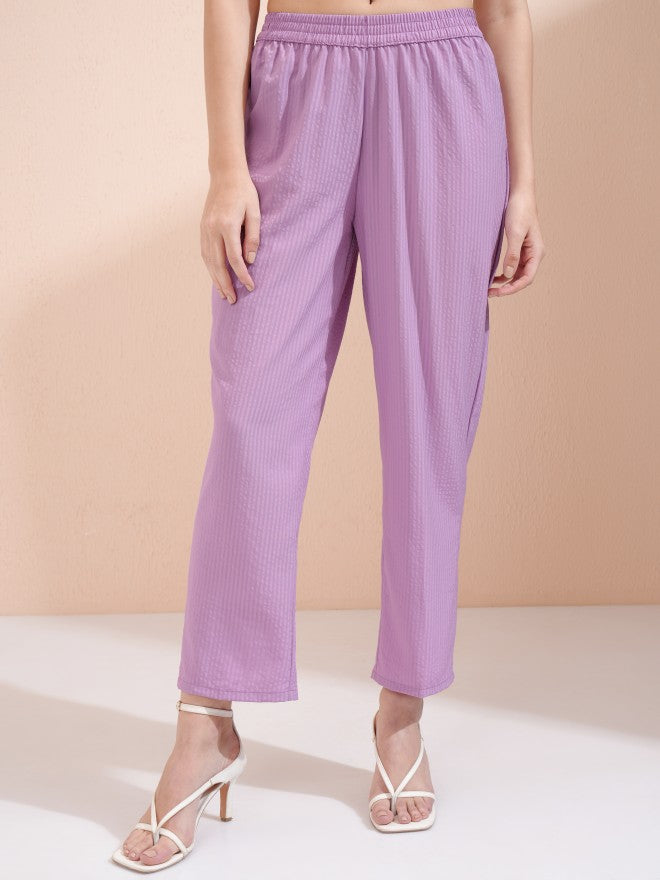 Vishudh Women Mauve Top With Trousers Co-Ords - Mauve - Image 8