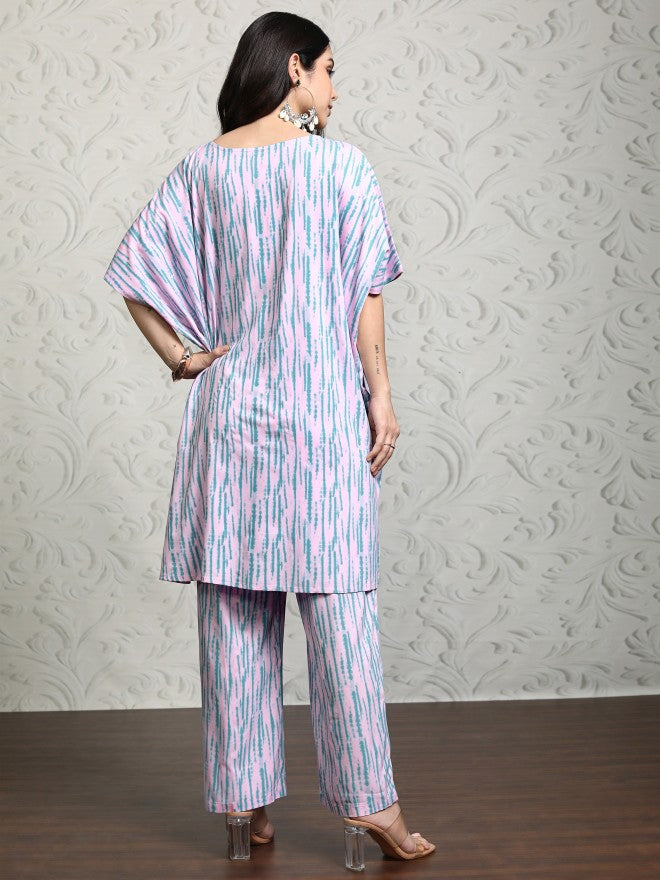 Vishudh Women Pink Women Tunic With Trousers Co-Ords - Pink - Image 3