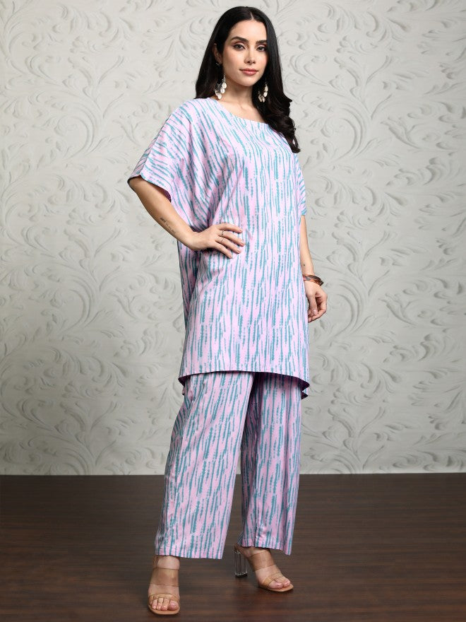 Vishudh Women Pink Women Tunic With Trousers Co-Ords - Pink - Image 4