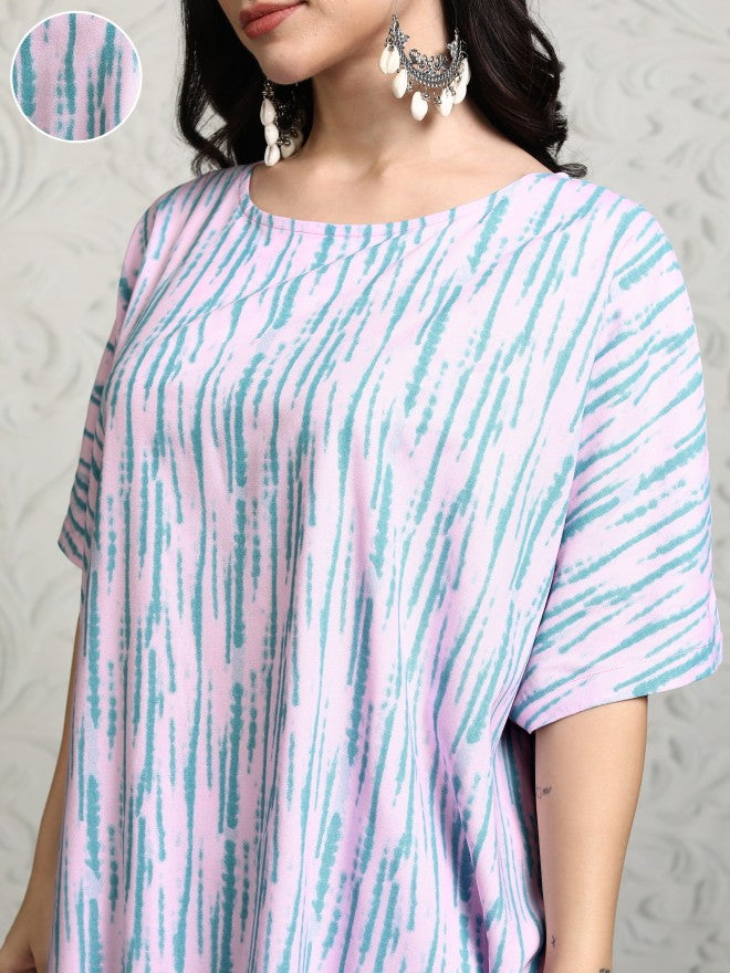 Vishudh Women Pink Women Tunic With Trousers Co-Ords - Pink - Image 5