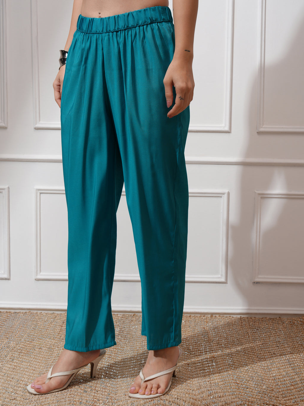 Vishudh Women Blue Tunic With Palazzos - Blue - Image 8
