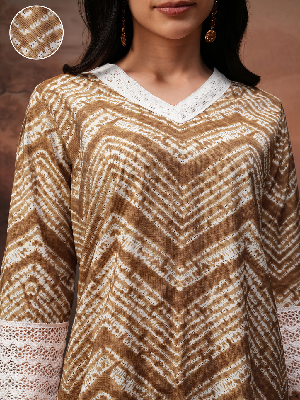 Vishudh Women Coffee Brown Tunic With Trouser Co-Ords - Coffee Brown - Image 5