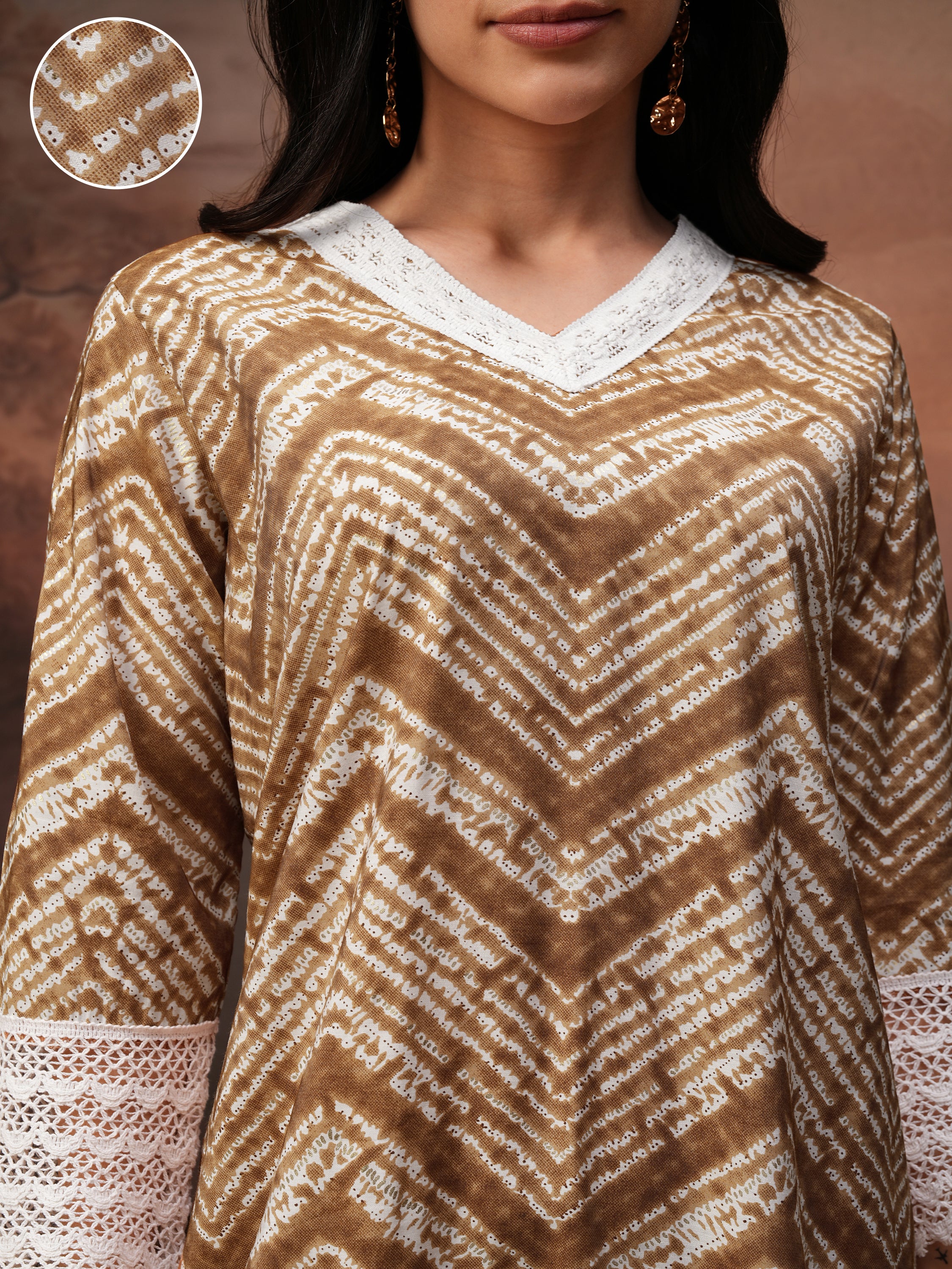 Vishudh Women Coffee Brown Tunic With Trouser Co-Ords - Coffee Brown - Image 5