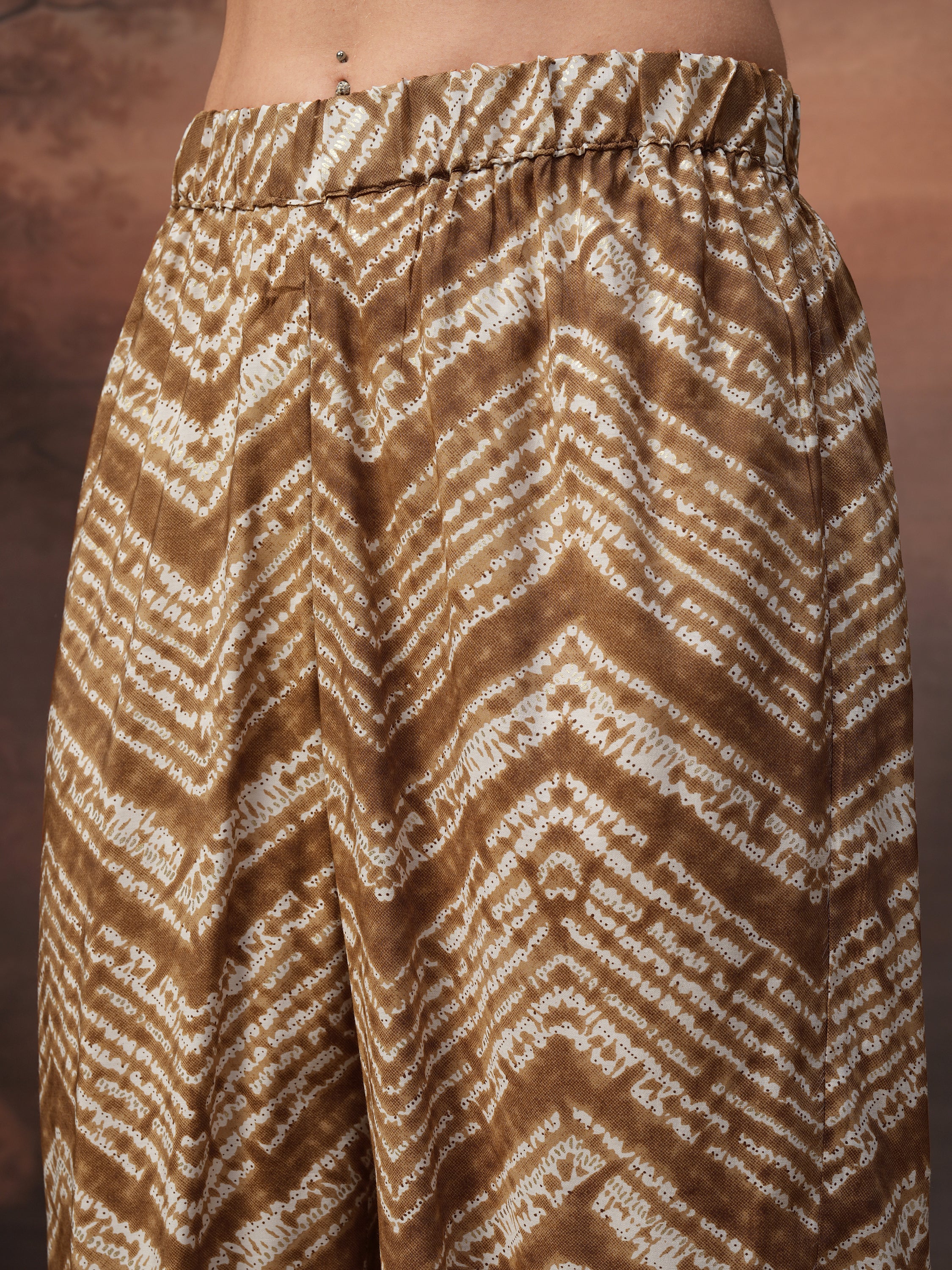 Vishudh Women Coffee Brown Tunic With Trouser Co-Ords - Coffee Brown - Image 6