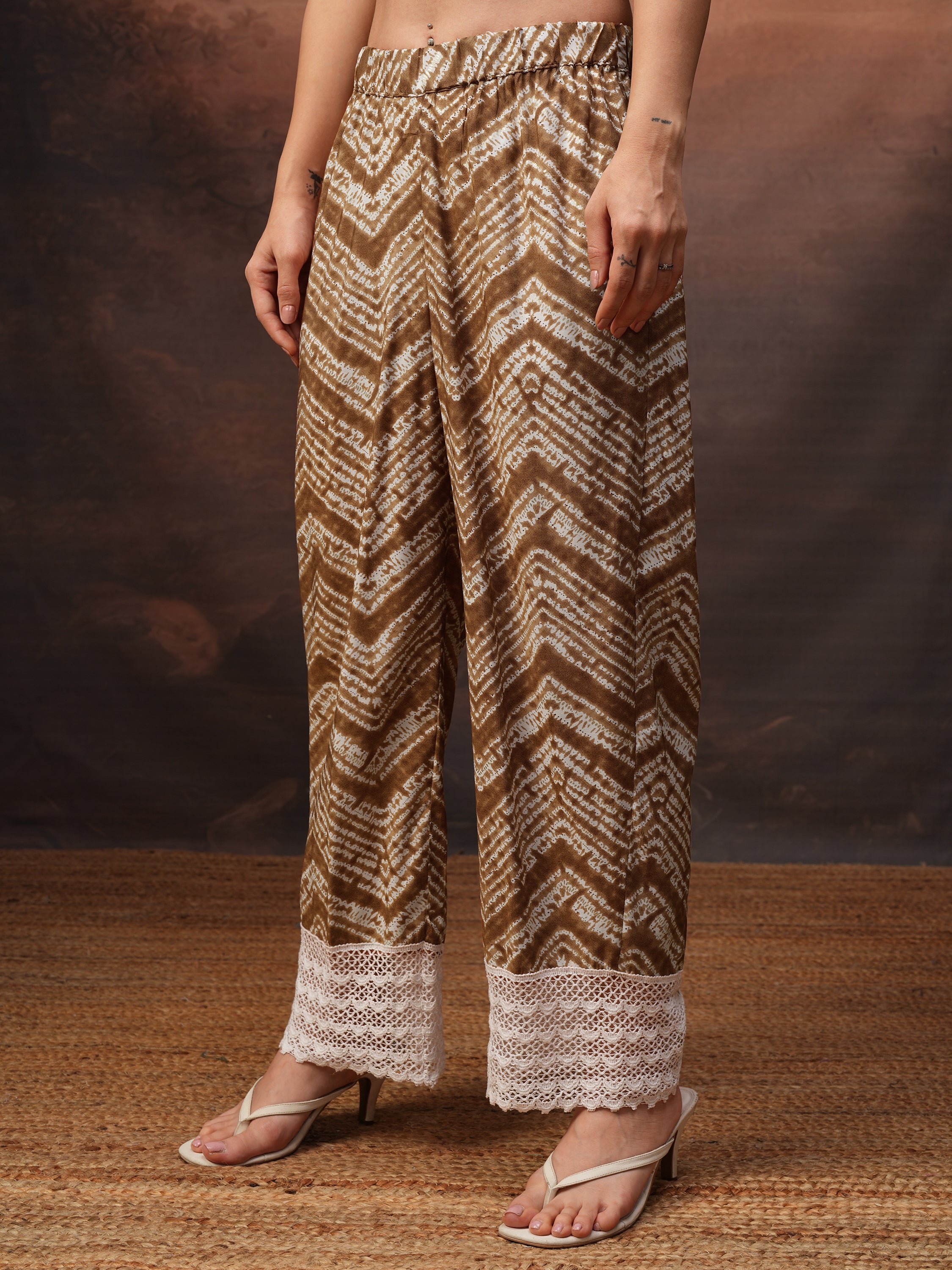 Vishudh Women Coffee Brown Tunic With Trouser Co-Ords - Coffee Brown - Image 7