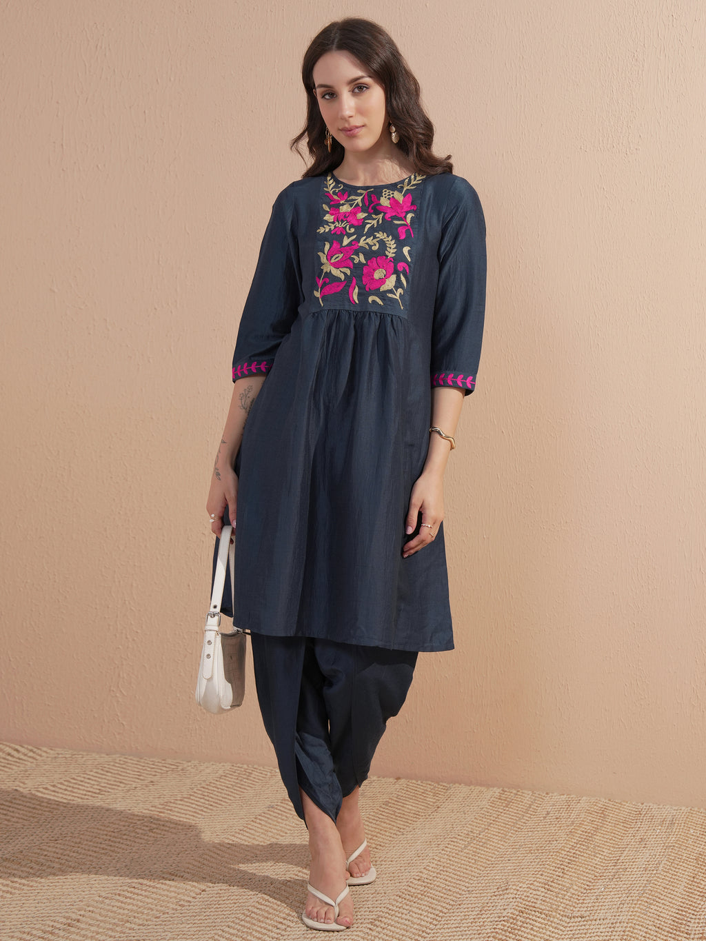 Vishudh Women Blue Tunic With Trouser - Blue - Image 1