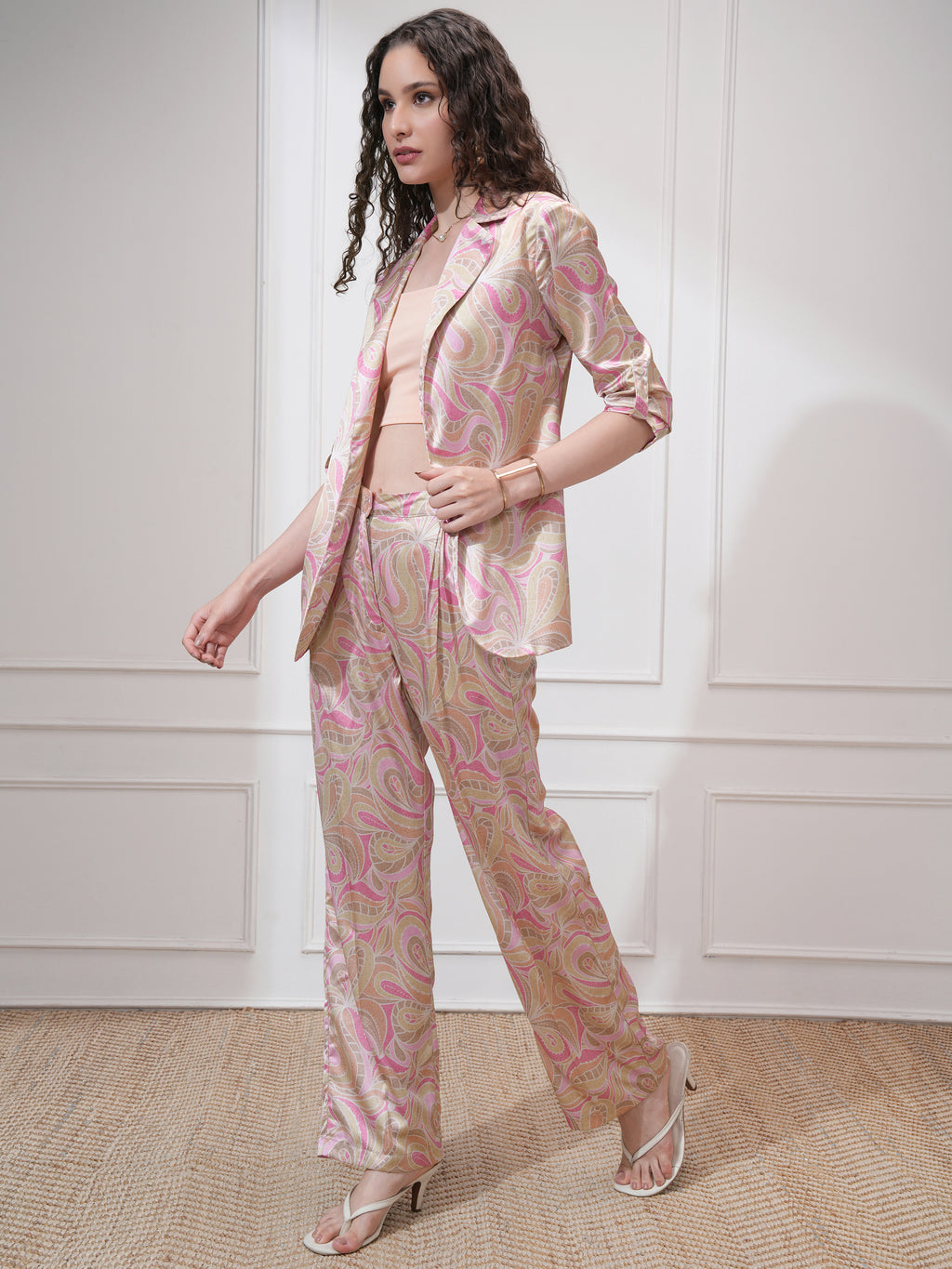 Vishudh Women Pink Blazer With Trouser - Pink - Image 4