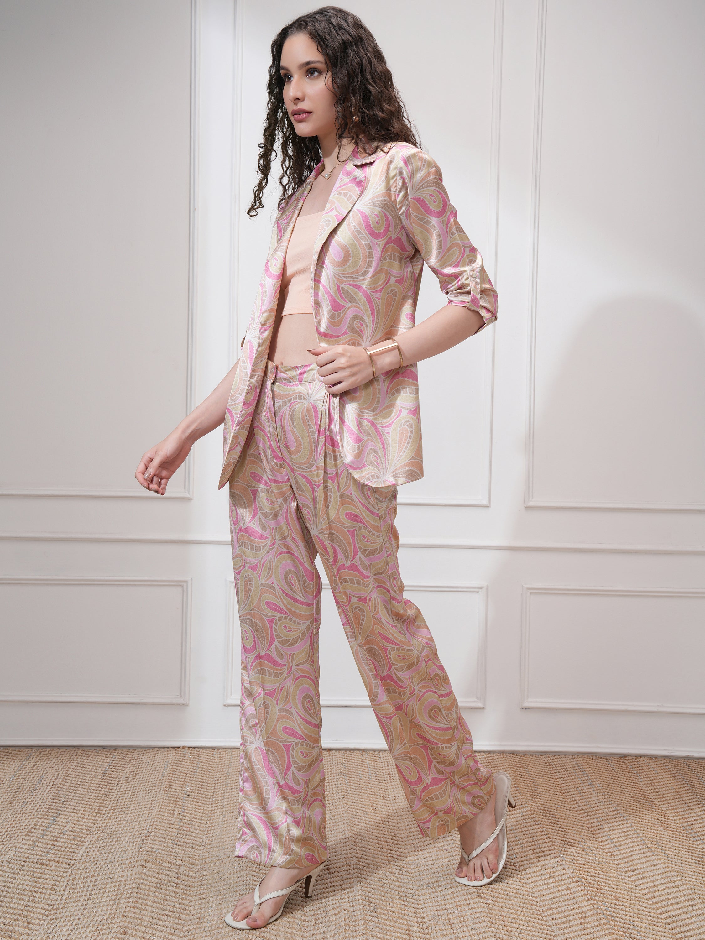 Vishudh Women Pink Blazer With Trouser - Pink - Image 4