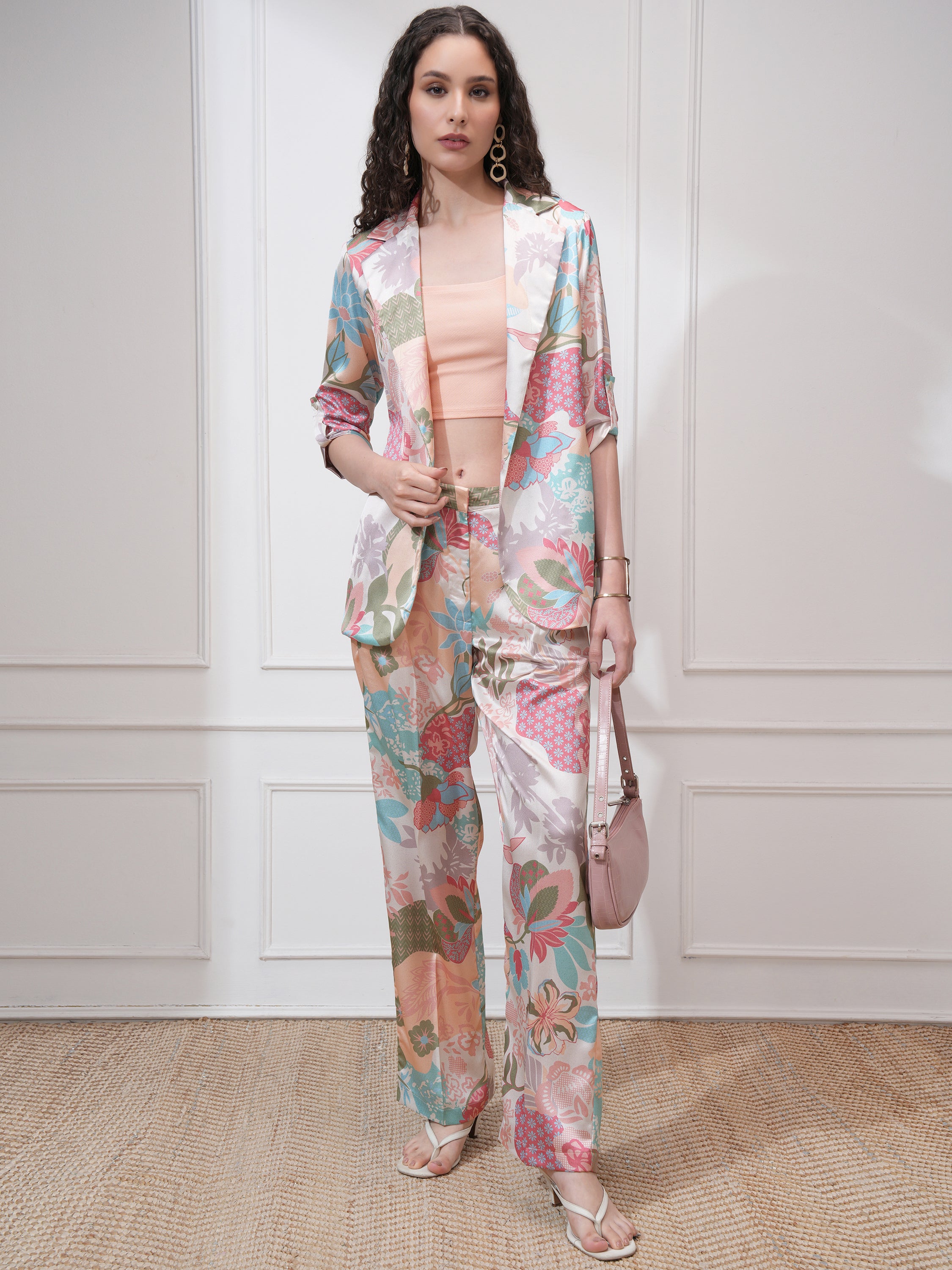 Vishudh Women Beige Blazer With Trouser - Beige - Image 2