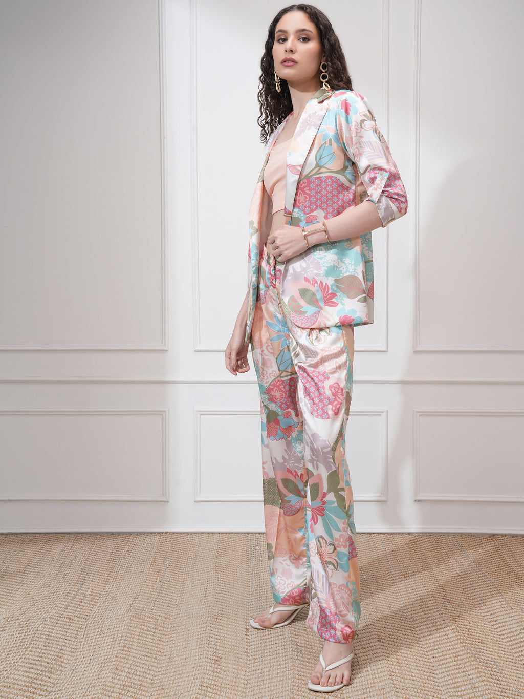 Vishudh Women Beige Blazer With Trouser - Beige - Image 4