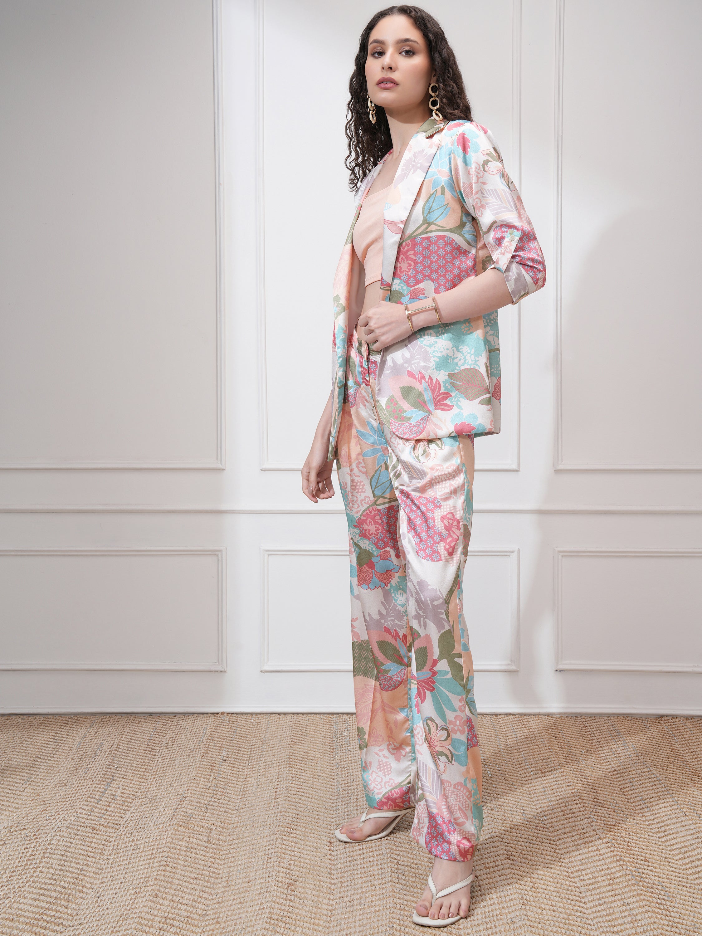 Vishudh Women Beige Blazer With Trouser - Beige - Image 4