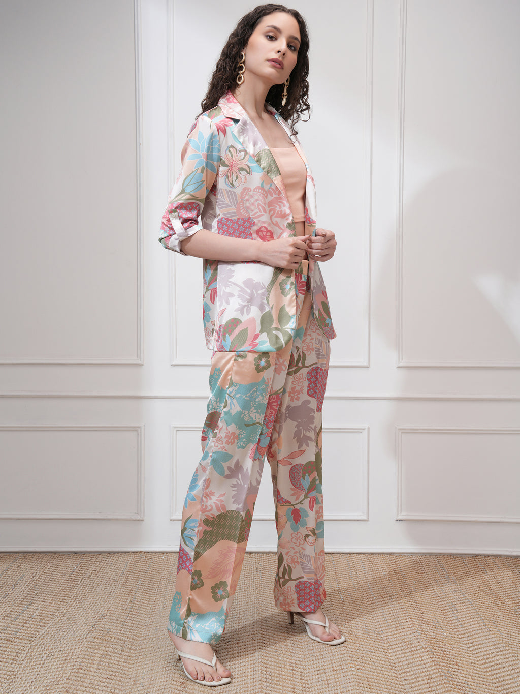 Vishudh Women Beige Blazer With Trouser - Beige - Image 6