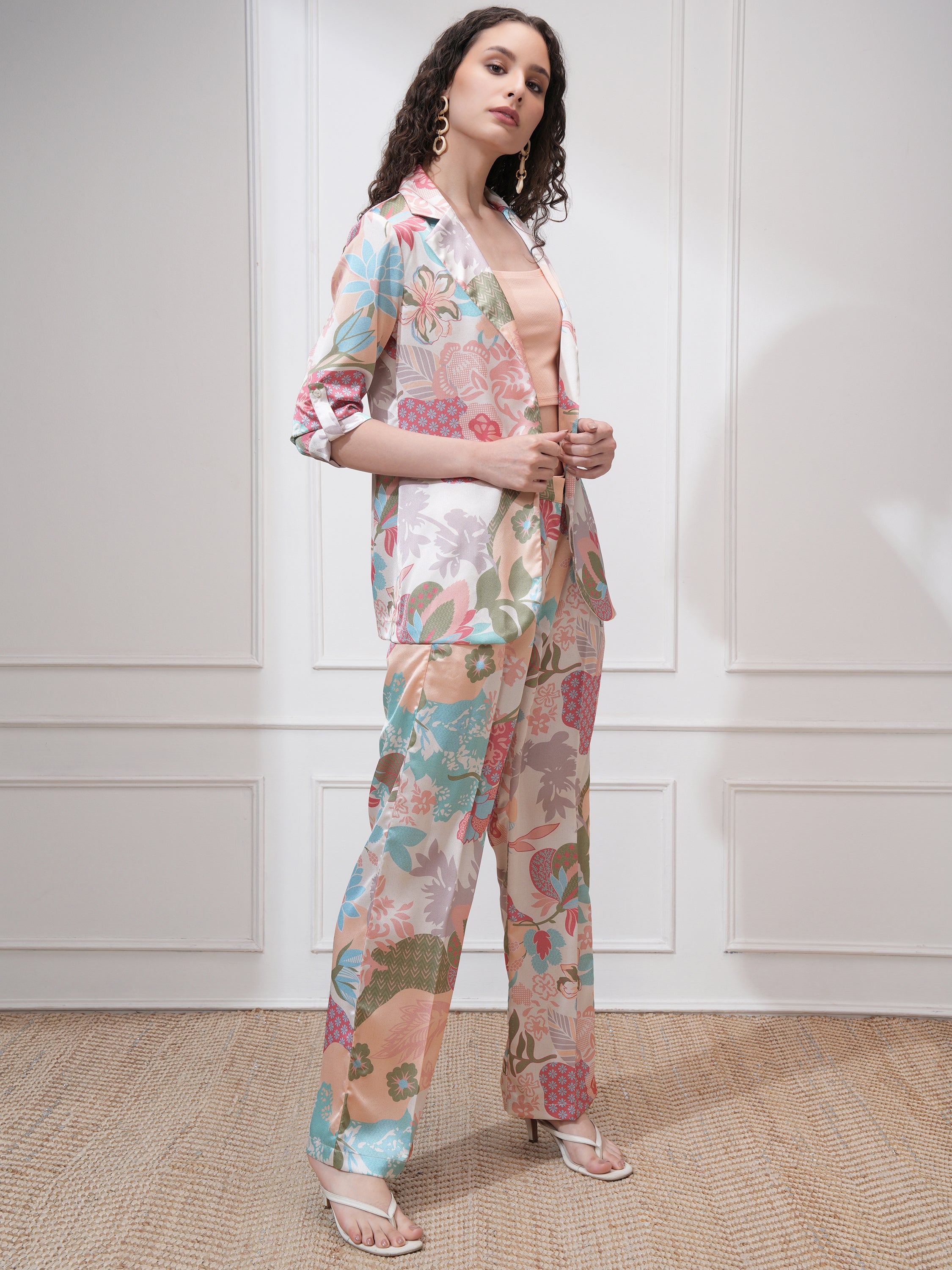 Vishudh Women Beige Blazer With Trouser - Beige - Image 6