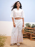 Vara By Vishudh Women White Shirt With Palazzos - White - Image 1